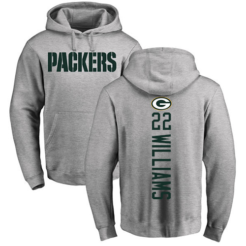 Men Green Bay Packers Ash 22 Williams Dexter Backer Nike NFL Pullover Hoodie Sweatshirts